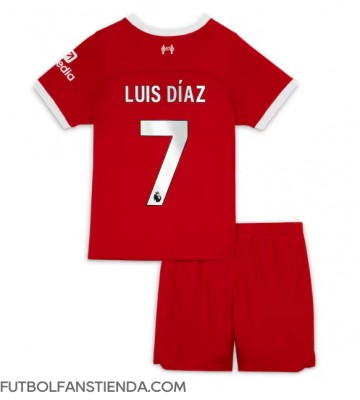 Liverpool Luis Diaz #7 Primera Equipación Niños 2023-24 Manga Corta (+ Pantalones cortos)